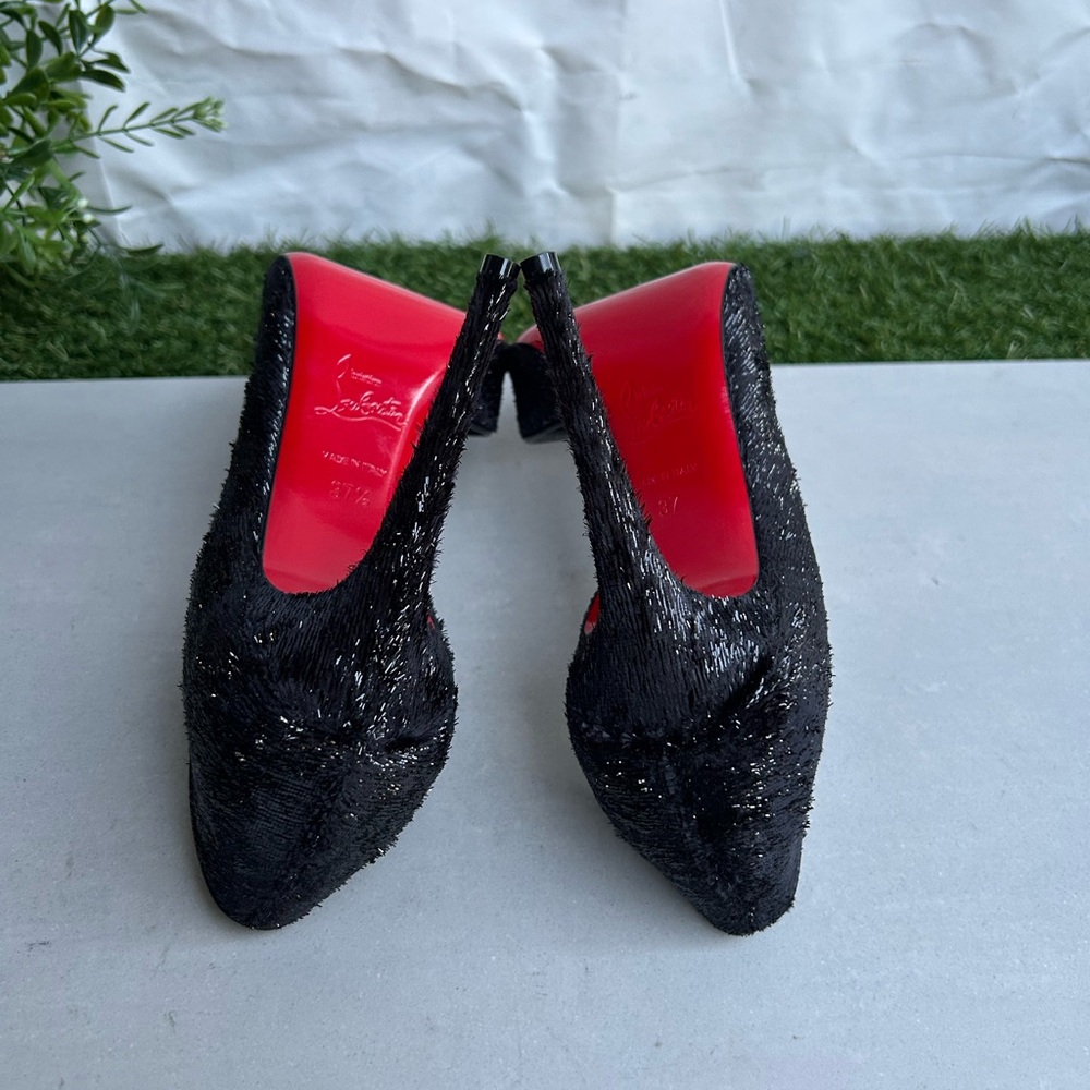 Christian Louboutin Iriza Black Vel Papillon Half d'Orsay Pump size 37 - Picture 13 of 17